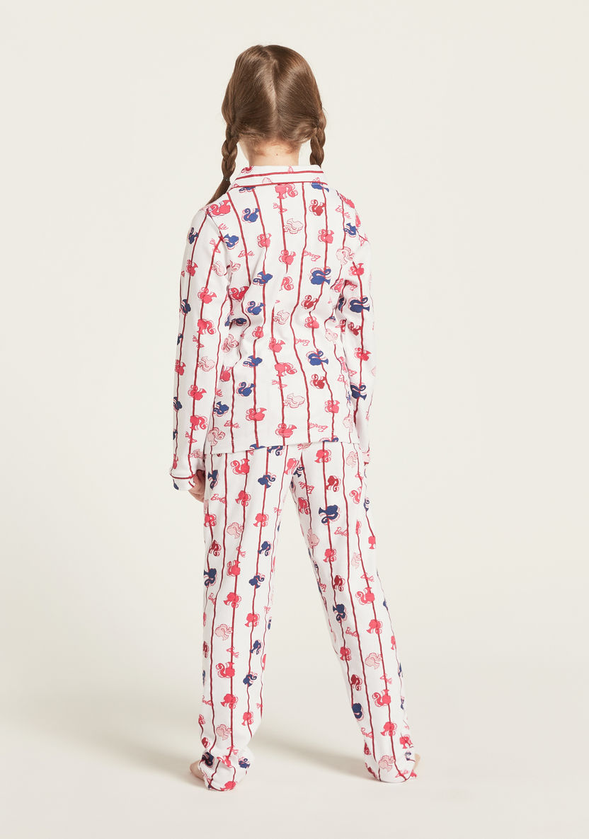 All-Over Barbie Print Shirt and Full Length Pyjama Set-Nightwear-image-3