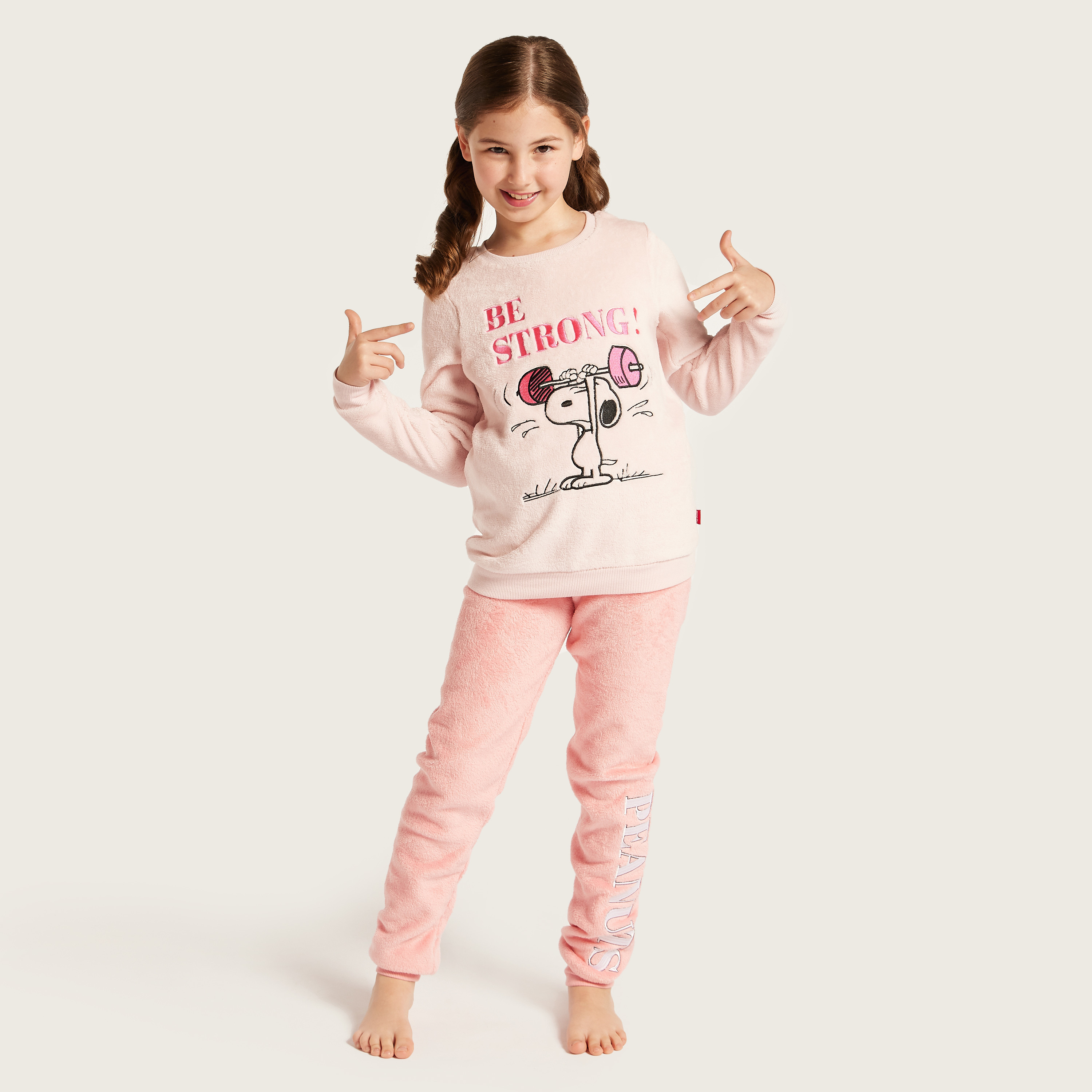 Buy Snoopy Print T-shirt and Pyjamas Set Online for Girls