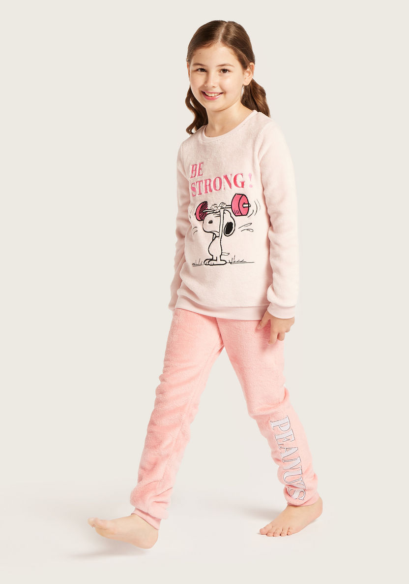 Snoopy Print T-shirt and Pyjamas Set-Nightwear-image-1