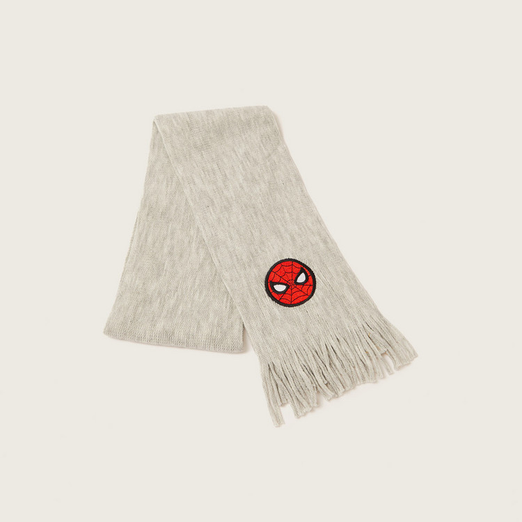 Spider-Man Embroidered Scarf with Fringes