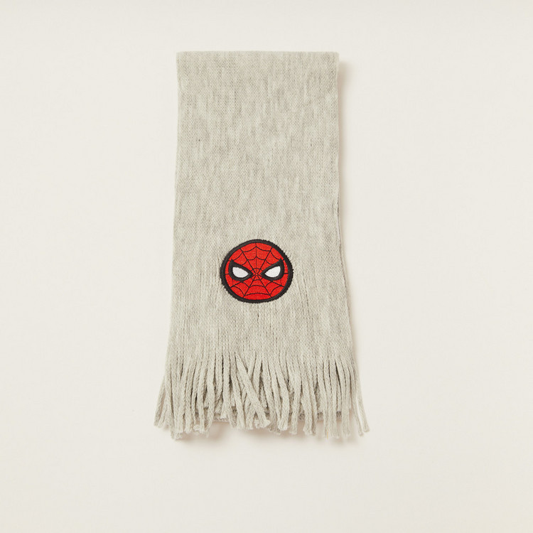 Spider-Man Embroidered Scarf with Fringes