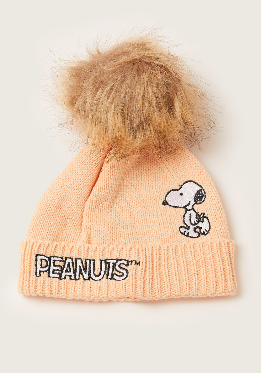 Snoopy Print Cap and Scarf Set-Caps-image-2
