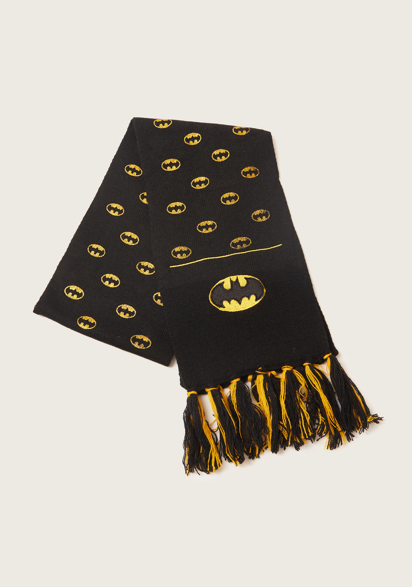 Batman Textured Scarf with Tassel Detail-Scarves-image-0