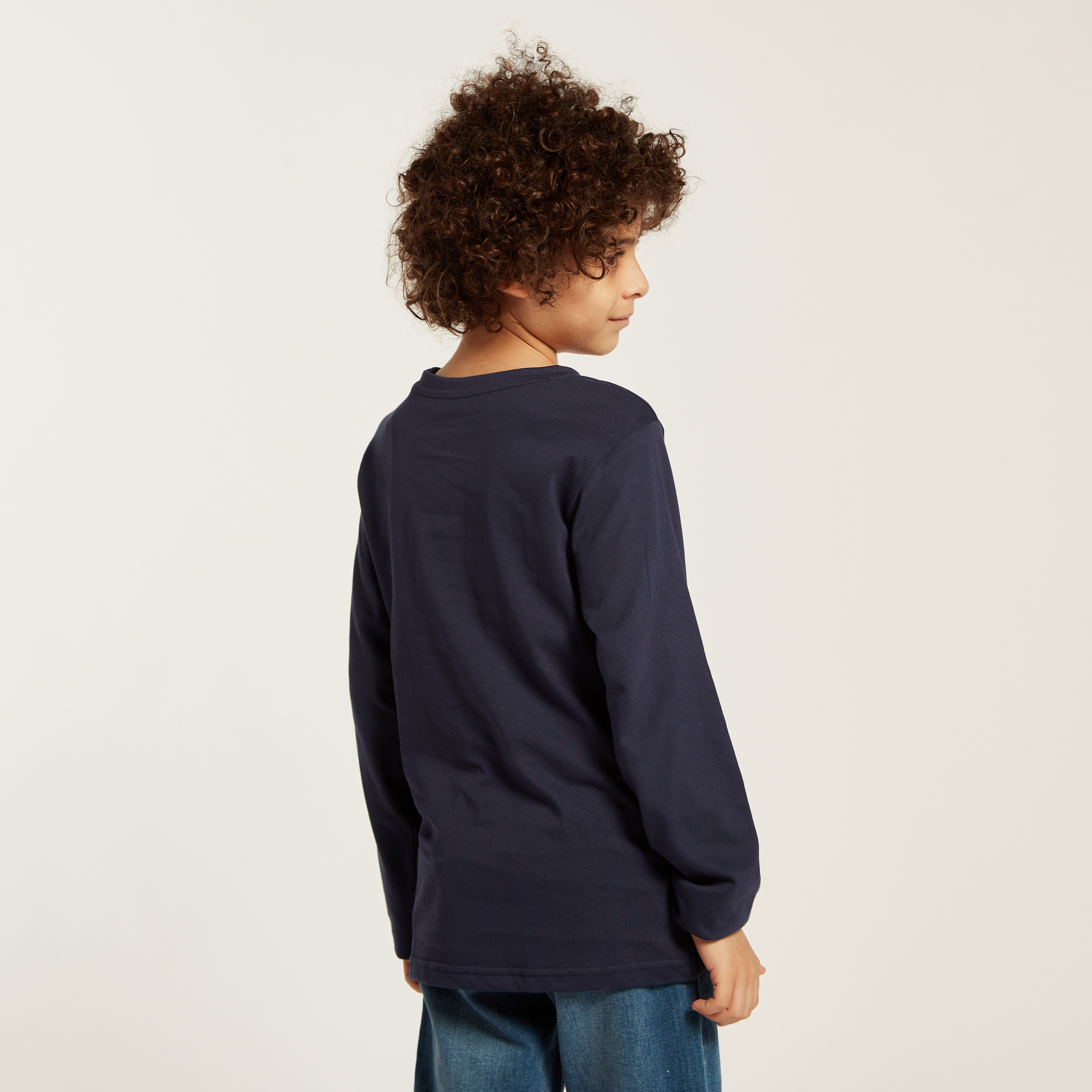 Juniors Graphic Print T-shirt with Long Sleeves and Pocket Detail-boys-clothing-tshirtsandpolos-image-4