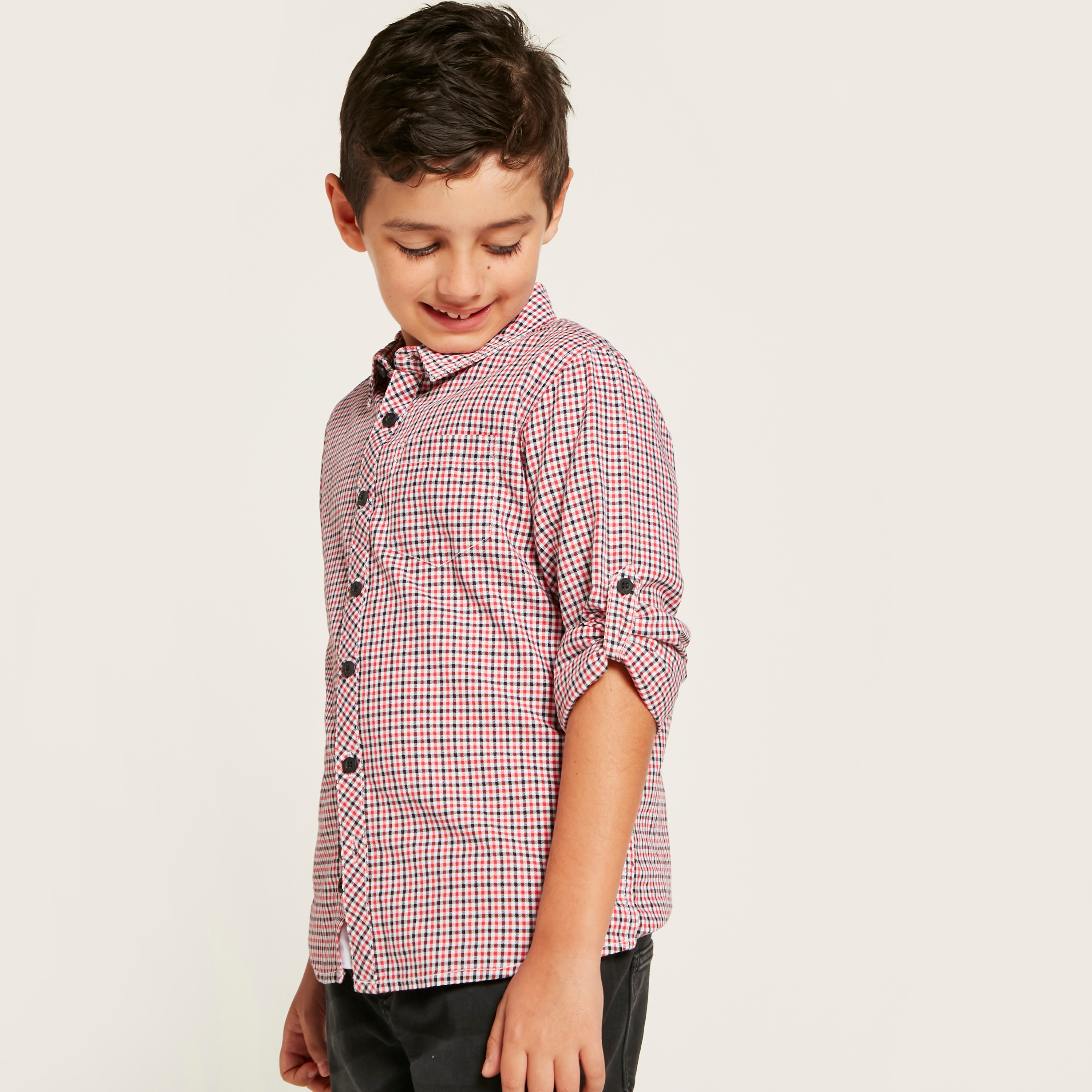 Juniors Checked Shirt with Long Sleeves-boys-clothing-shirts-image-3
