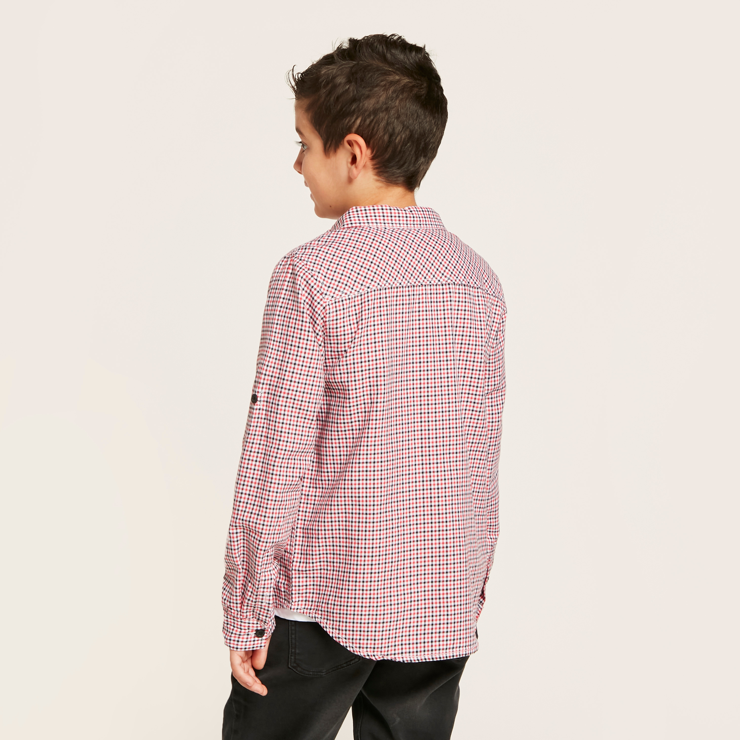 Juniors Checked Shirt with Long Sleeves-boys-clothing-shirts-image-4