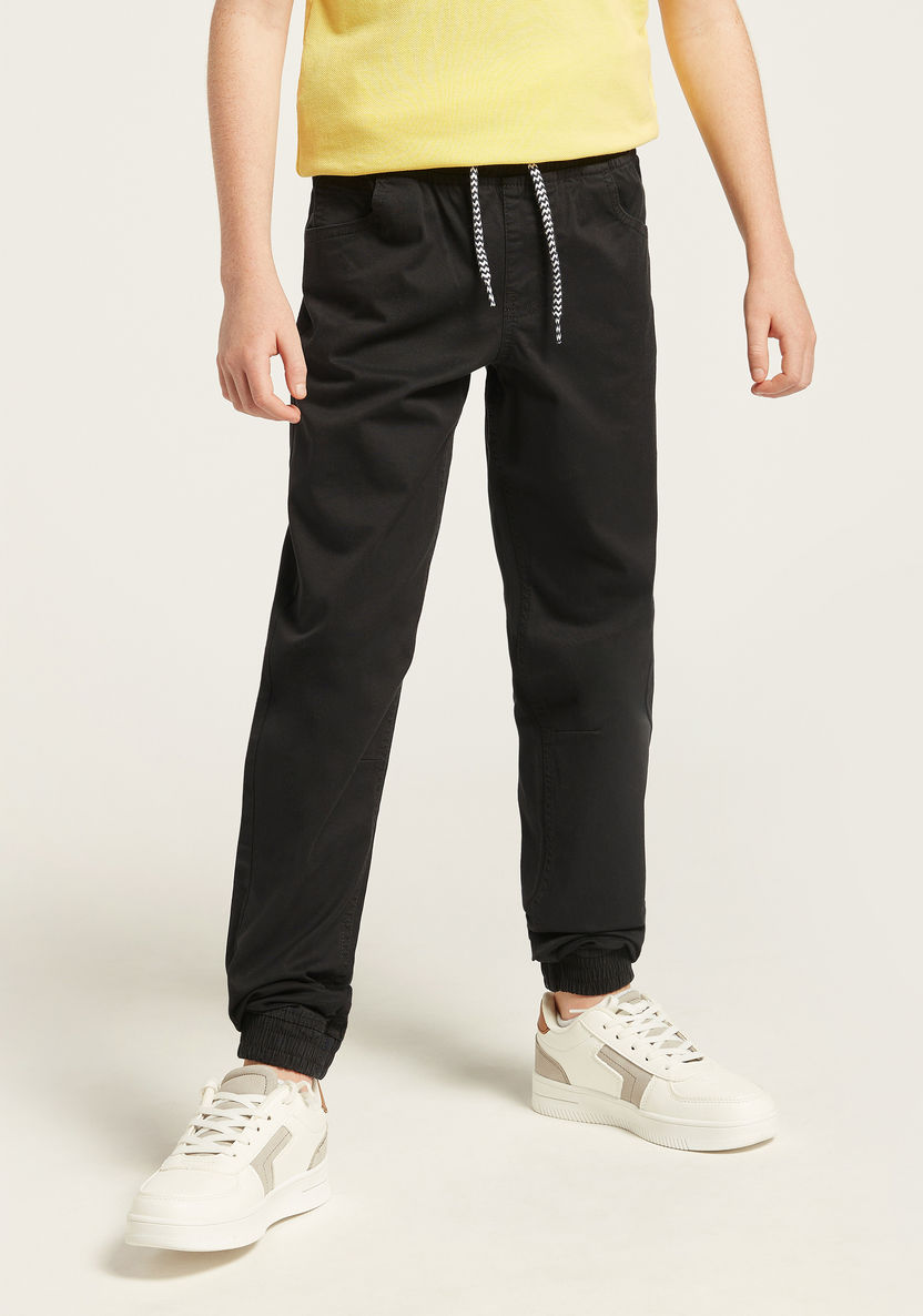 Juniors Solid Pants with Pockets and Drawstring Closure-Joggers-image-1