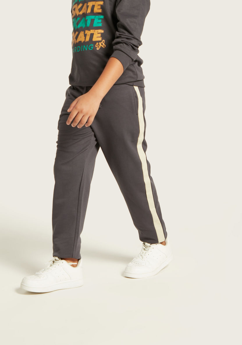Juniors Solid Pants with Elasticated Waistband and Pockets-Pants-image-1