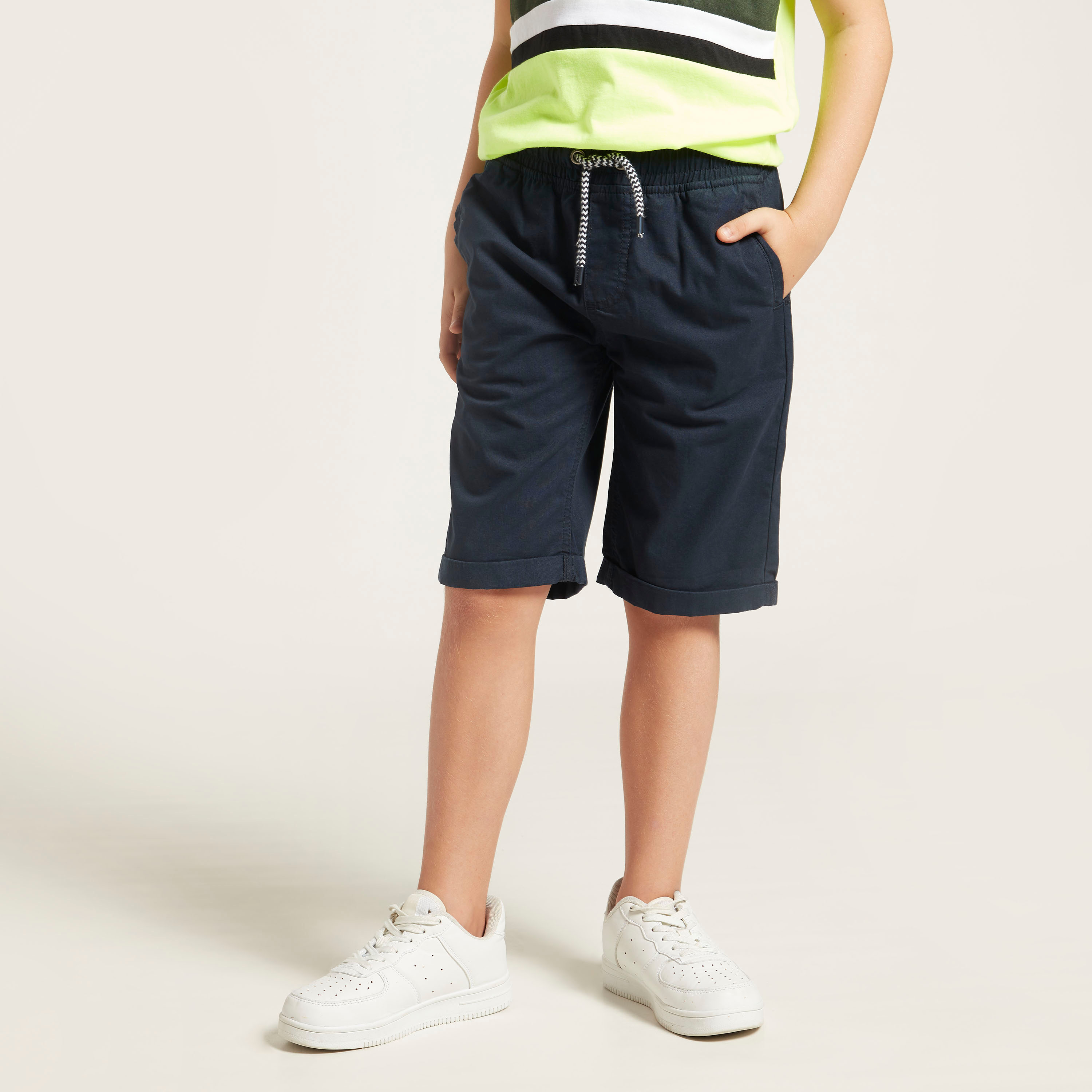 Juniors Solid Shorts with Pockets and Drawstring Closure-boys-clothing-bottoms-shorts-image-2