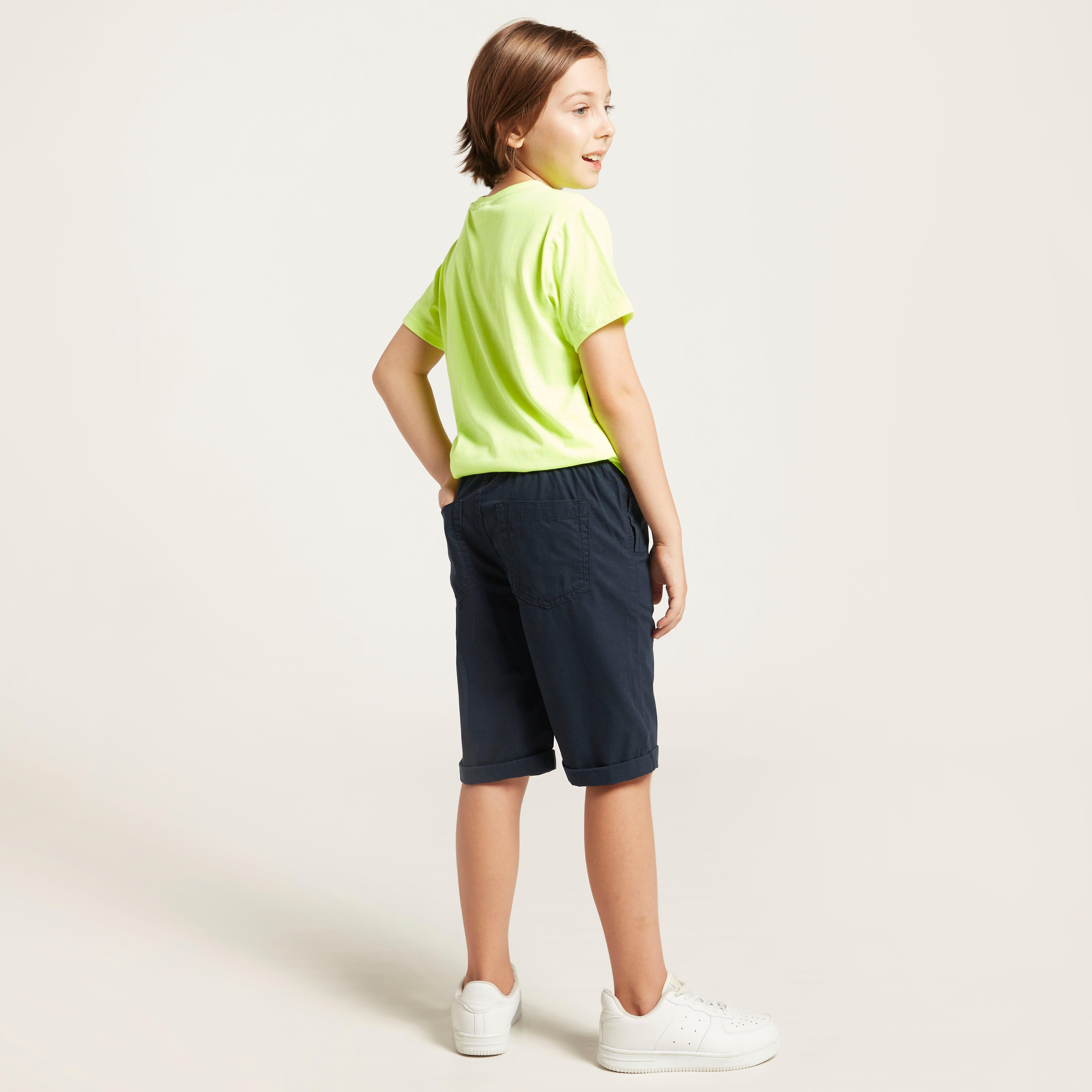 Juniors Solid Shorts with Pockets and Drawstring Closure-boys-clothing-bottoms-shorts-image-4