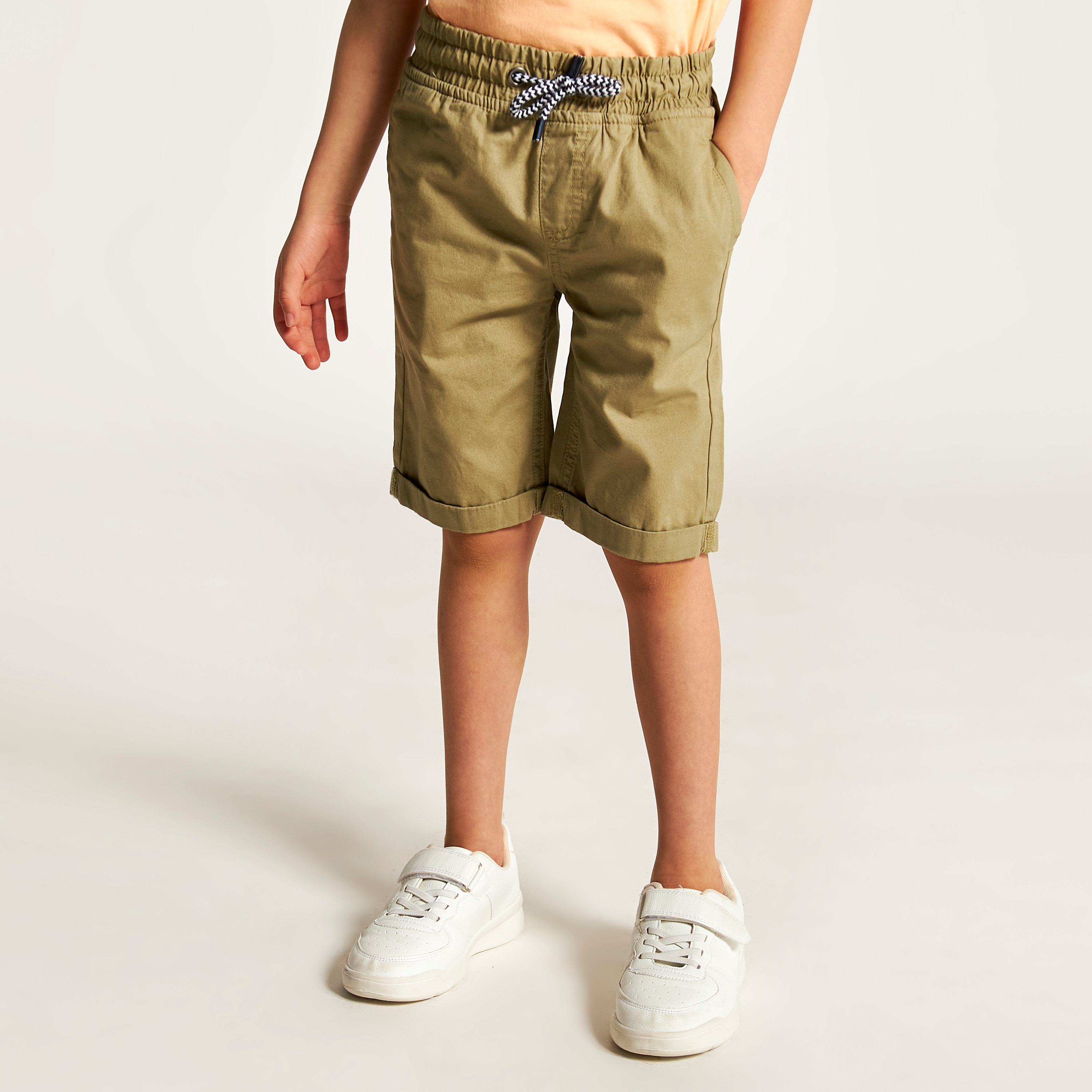 Juniors Solid Shorts with Pockets and Drawstring Closure-boys-clothing-bottoms-shorts-image-2