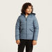 Juniors Puff Detail Jacket with Hood and Long Sleeves-Coats and Jackets-thumbnail-1