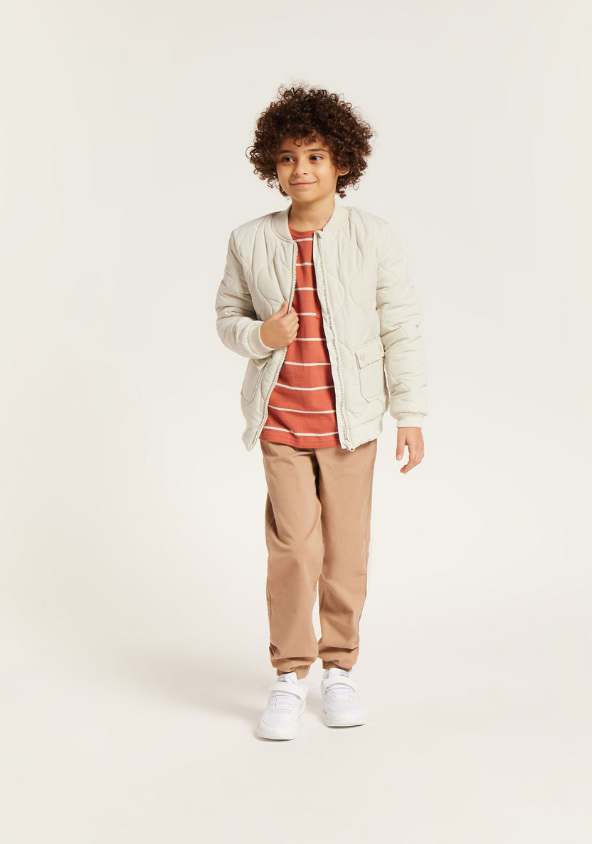 Juniors Solid Padded Jacket with Long Sleeves and Pockets-Coats and Jackets-image-1