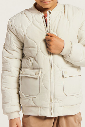 Juniors Solid Padded Jacket with Long Sleeves and Pockets