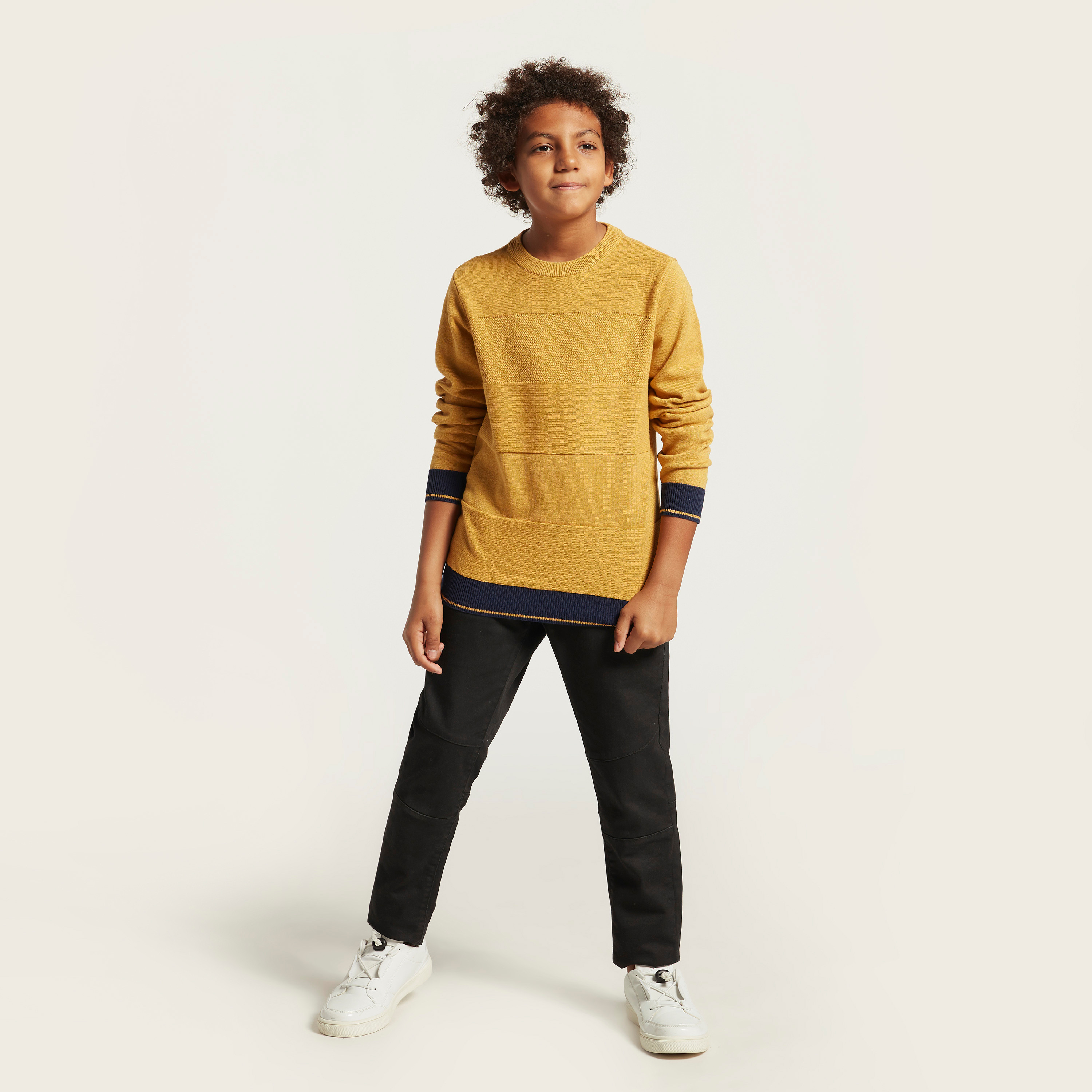 بلوفر سادة بأكمام طويلة من جونيورز-boys-clothing-jumpersandcardigans-image-1