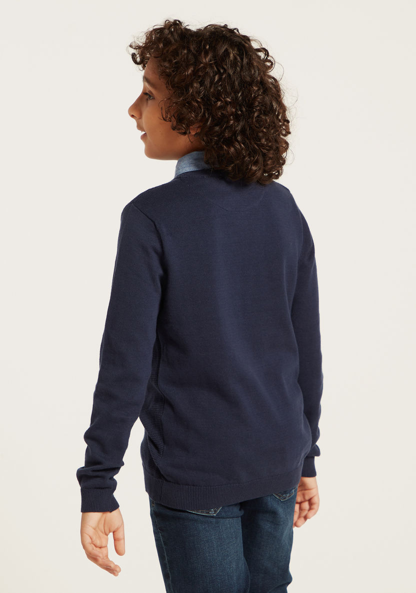Juniors Textured Pullover with Long Sleeves-Sweaters and Cardigans-image-3