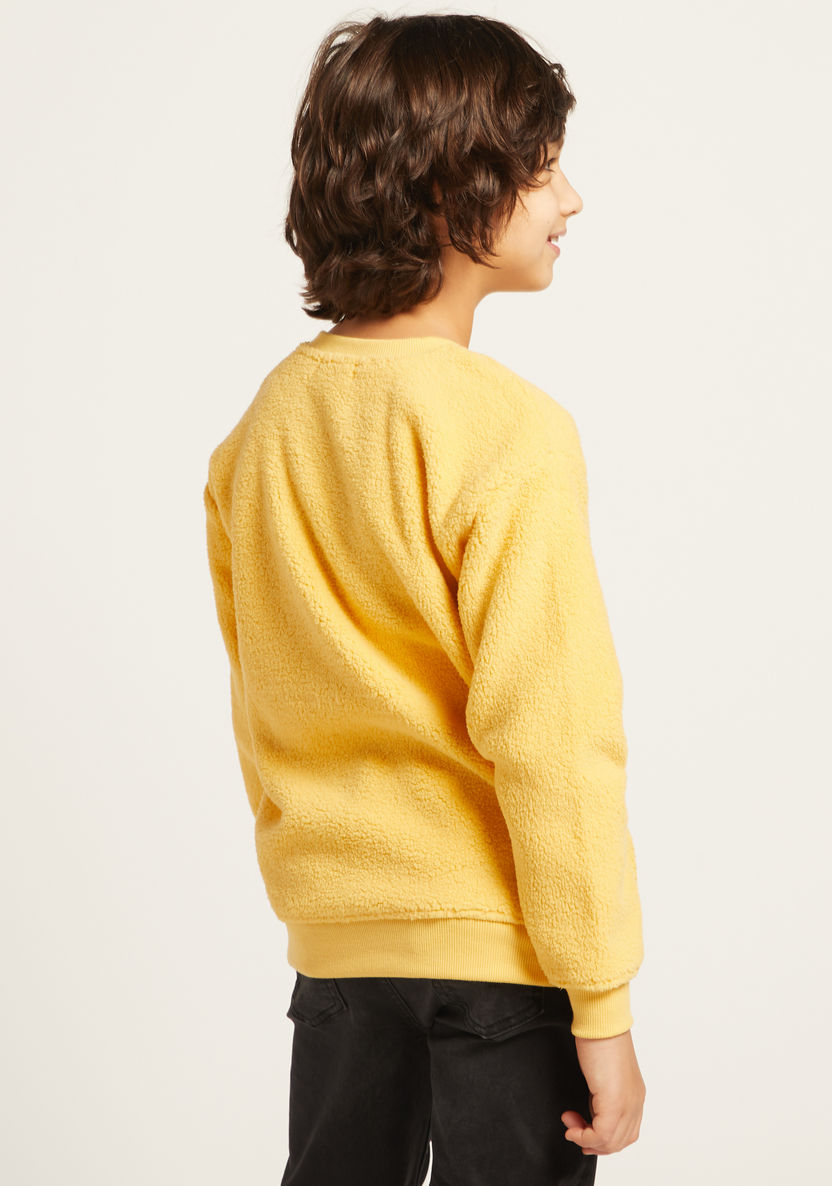 Juniors Textured Round Neck Sweatshirt with Long Sleeves-Sweatshirts-image-3