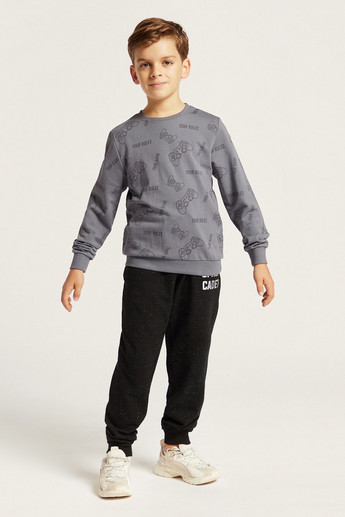 Juniors All-Over Printed Sweatshirt with Long Sleeves