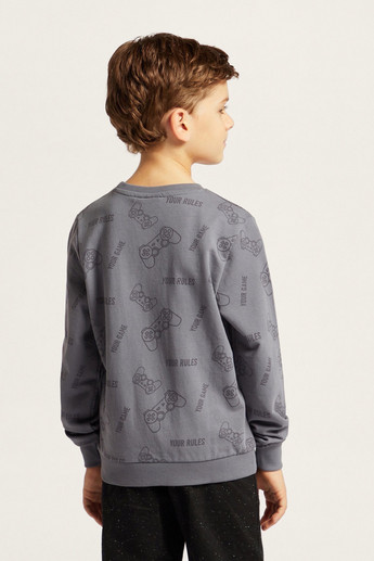 Juniors All-Over Printed Sweatshirt with Long Sleeves
