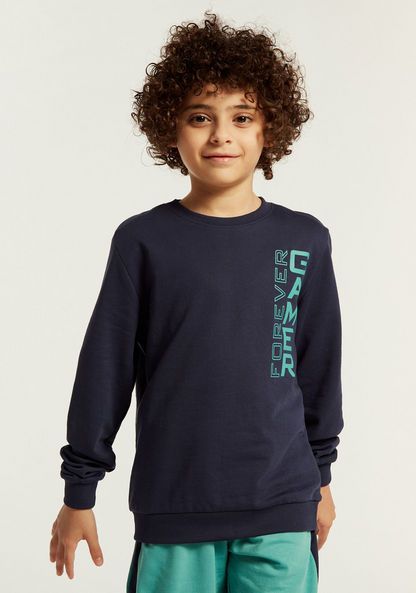 Juniors Typographic Print Pullover with Long Sleeves