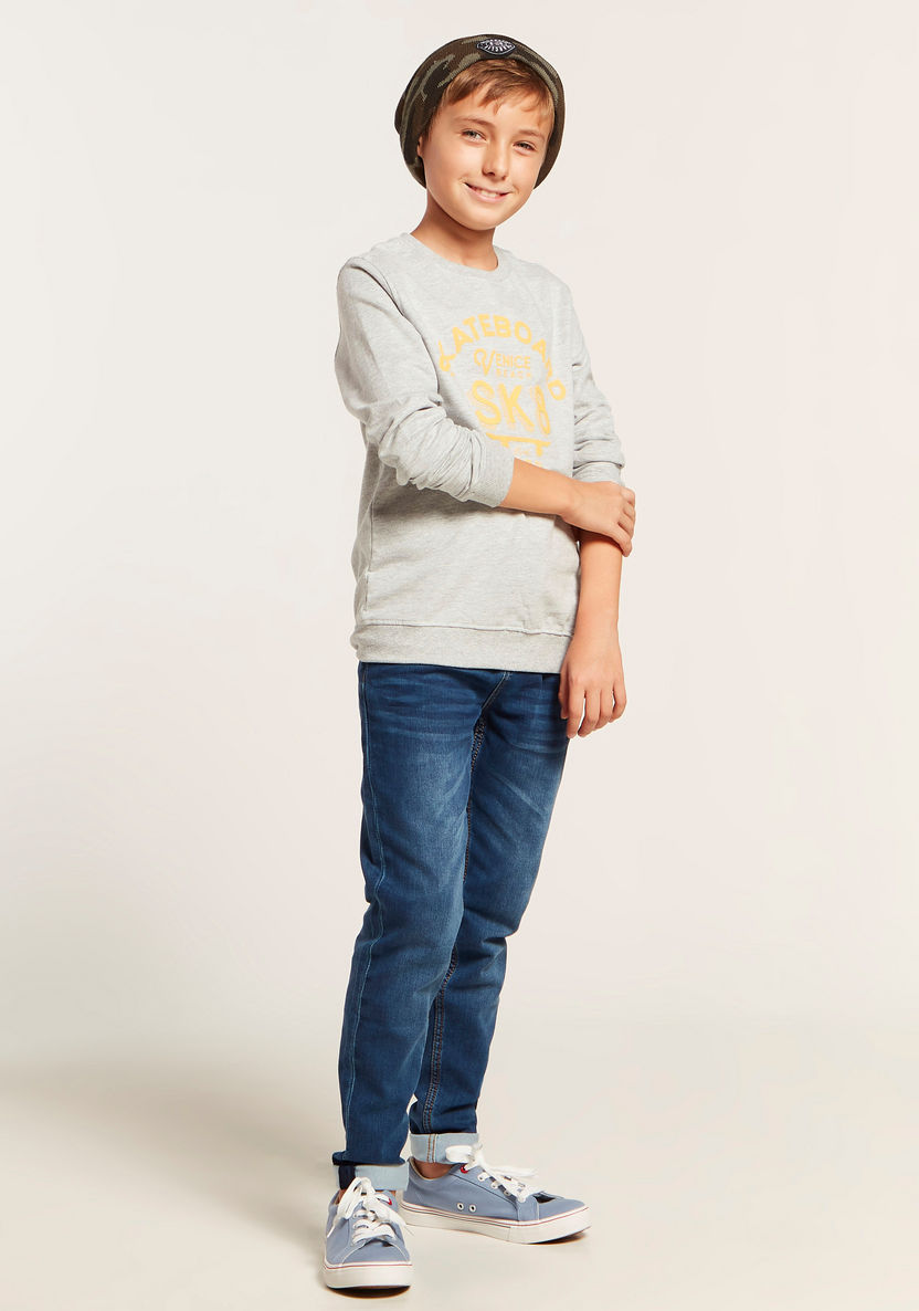 Juniors Graphic Print Pullover with Long Sleeves-Sweaters and Cardigans-image-0
