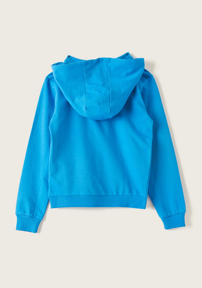 Juniors Graphic Print Hooded Pullover with Long Sleeves and Pockets