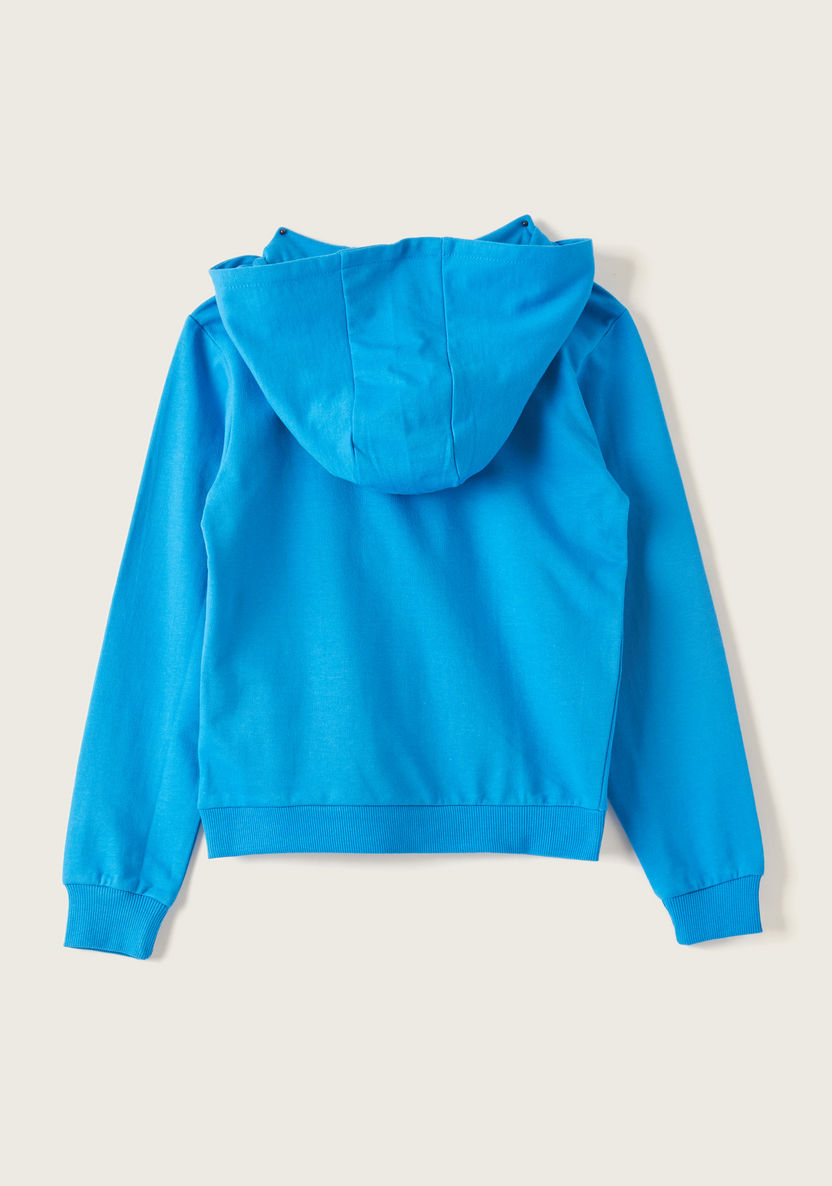 Juniors Graphic Print Hooded Pullover with Long Sleeves and Pockets-Sweaters and Cardigans-image-3