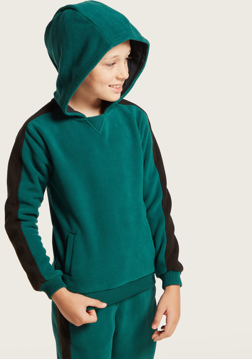 Juniors Textured Sweatshirt with Jog Pants-Clothes Sets-image-2