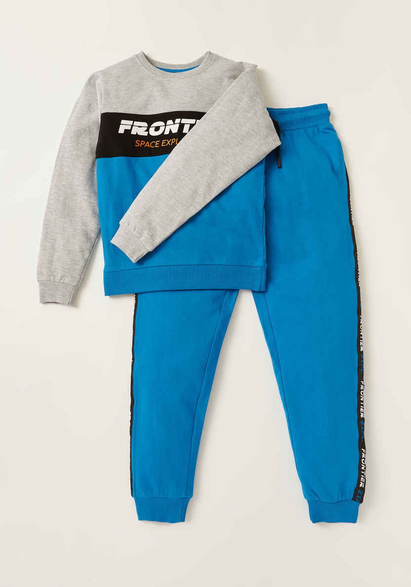 Juniors Graphic Print Sweatshirt and Jog Pants Set-Clothes Sets-image-0