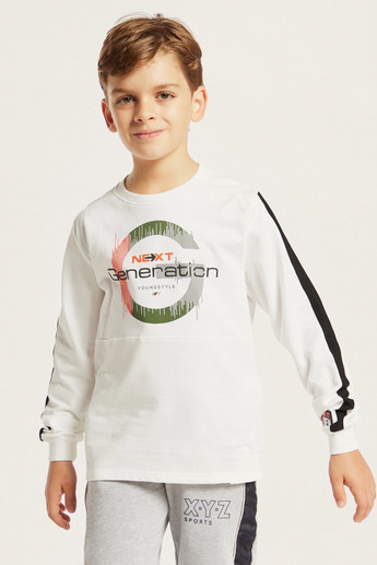 Juniors Graphic Print Pullover with Long Sleeves