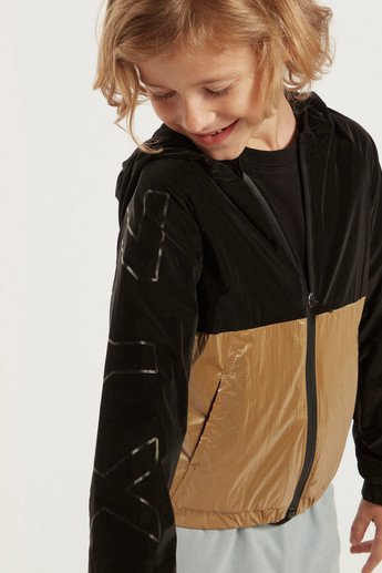 XYZ Printed Jacket with Hood and Long Sleeves