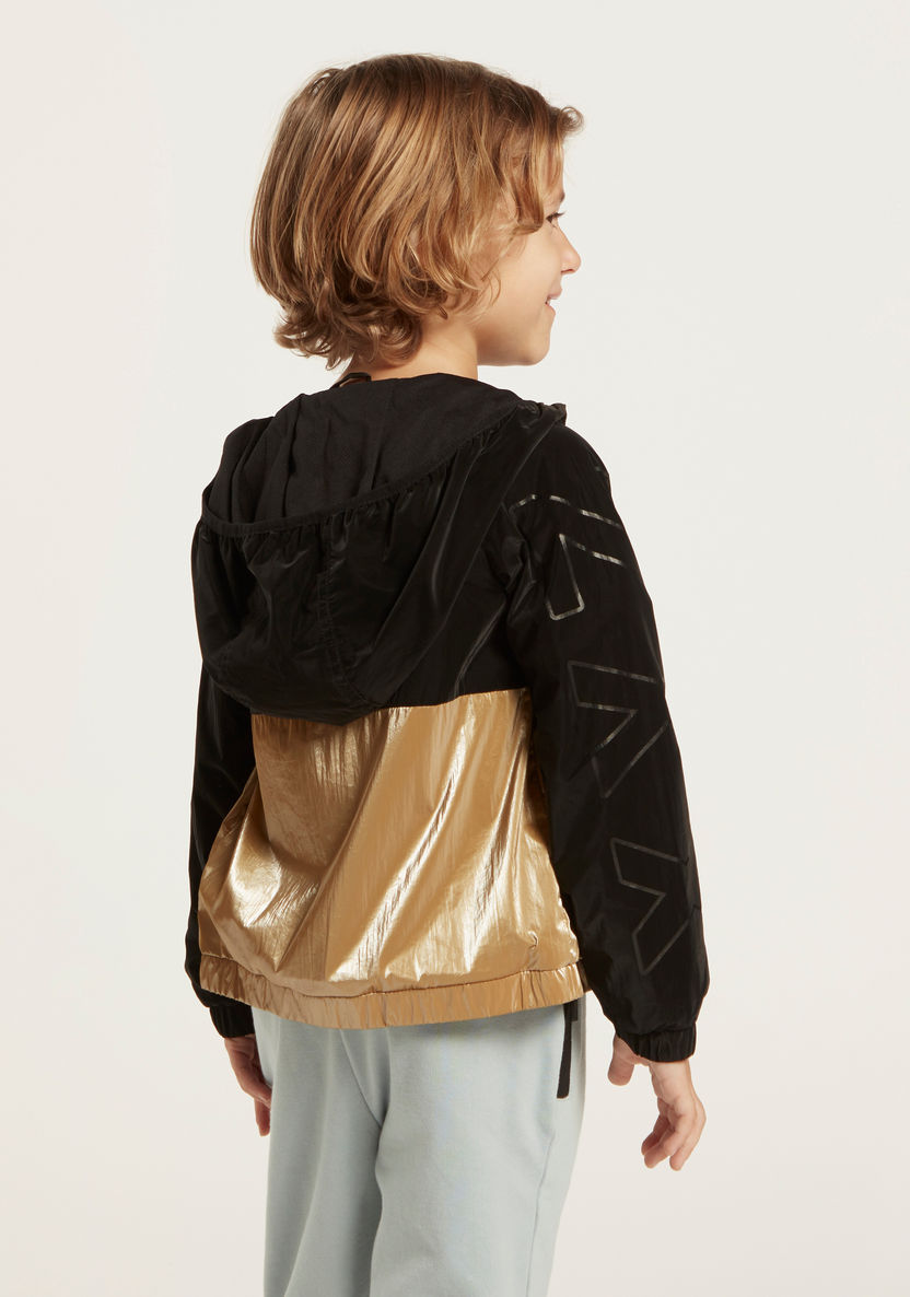 XYZ Printed Jacket with Hood and Long Sleeves-Coats and Jackets-image-3
