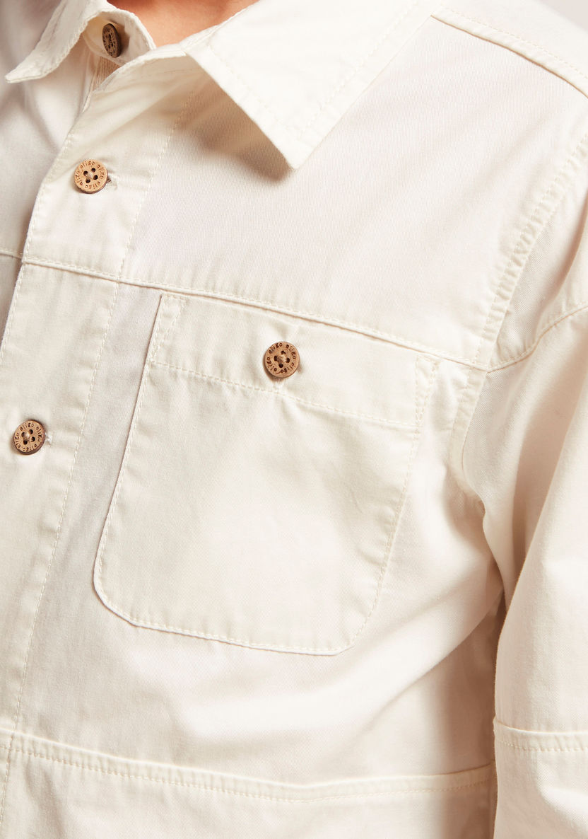 Solid Shirt with Long Sleeves and Pockets-Shirts-image-2