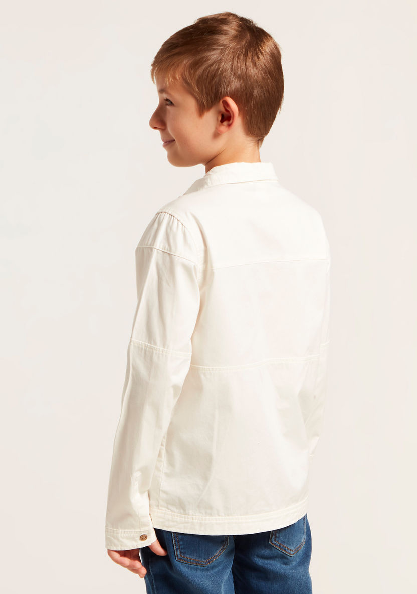 Solid Shirt with Long Sleeves and Pockets-Shirts-image-3