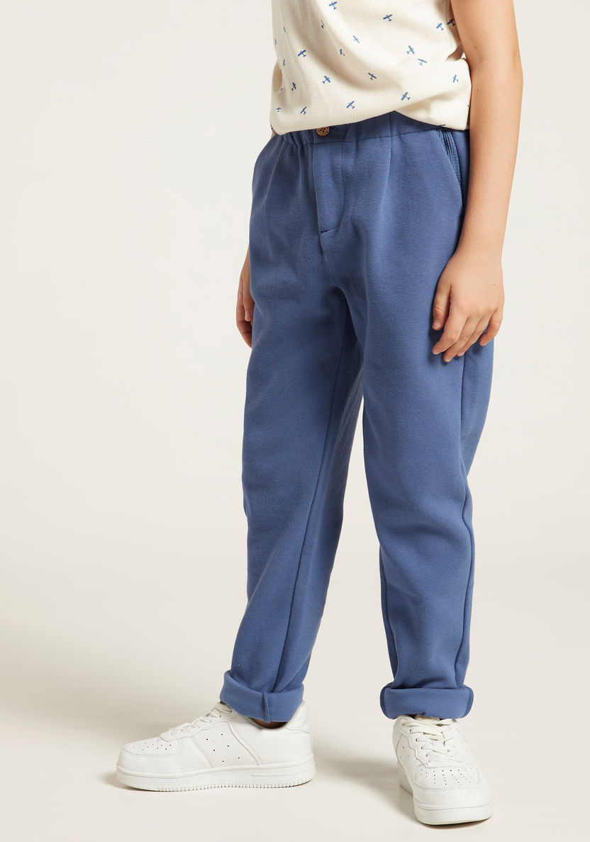 Solid Pants with Pockets and Elasticised Waistband-Pants-image-1