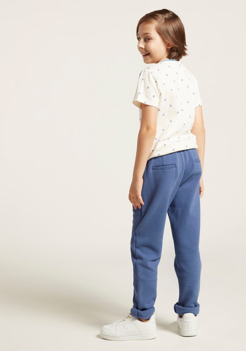 Solid Pants with Pockets and Elasticised Waistband-Pants-image-3