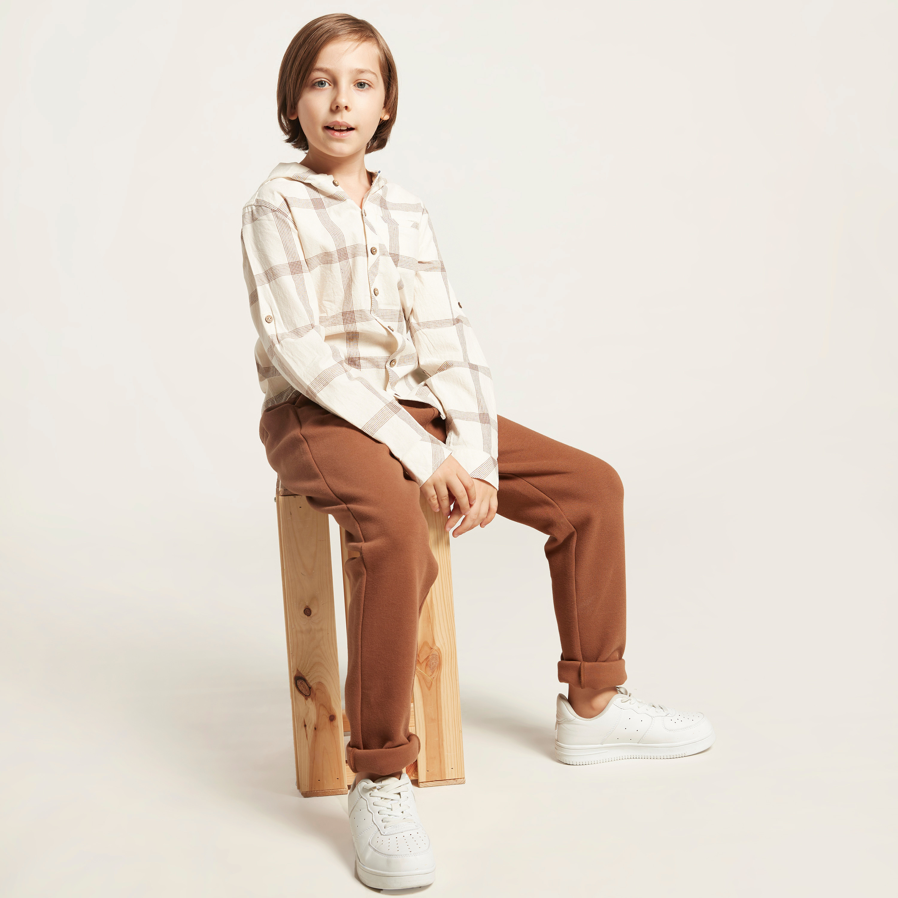 Eligo Solid Pants with Pockets and Elasticised Waistband-boys-clothing-bottoms-trousers-image-1