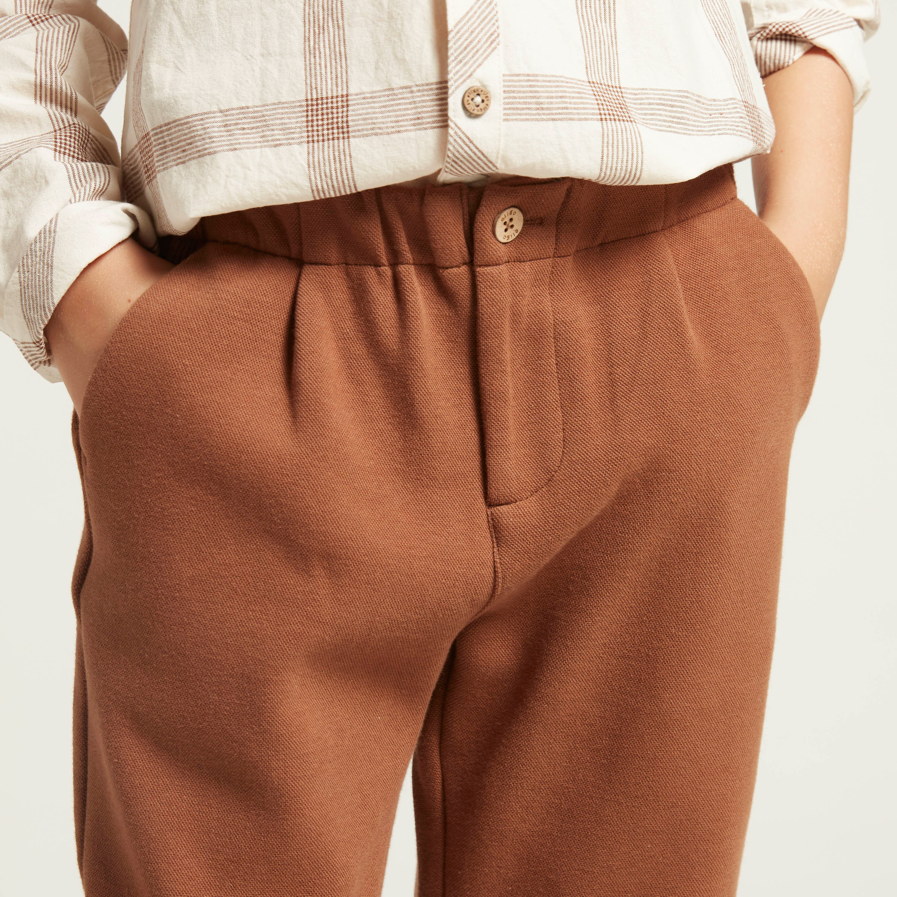 Eligo Solid Pants with Pockets and Elasticised Waistband-boys-clothing-bottoms-trousers-image-3