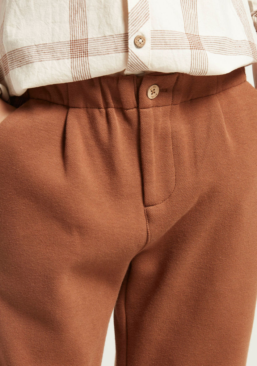 Solid Pants with Pockets and Elasticised Waistband-Pants-image-2