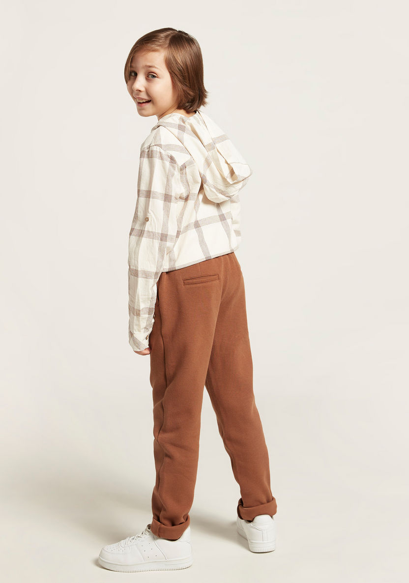 Solid Pants with Pockets and Elasticised Waistband-Pants-image-3