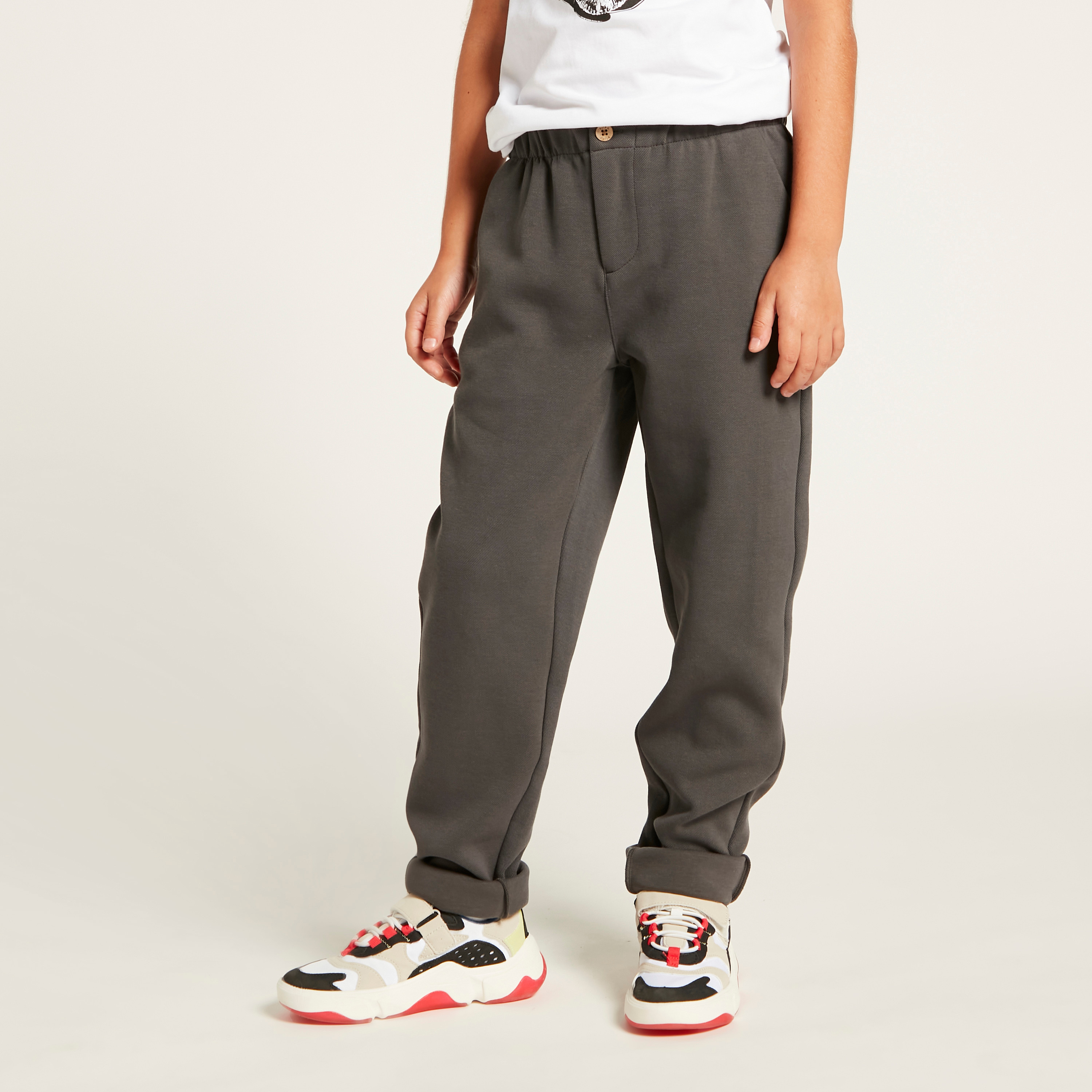 بنطلون سادة منسوج بخصر مطاطي وجيوب-boys-clothing-bottoms-trousers-image-2