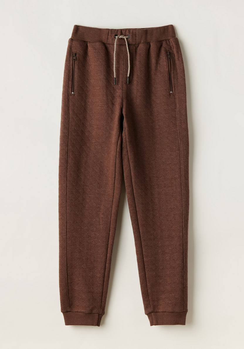 Textured Pants with Drawstring Closure and Pockets-Pants-image-0