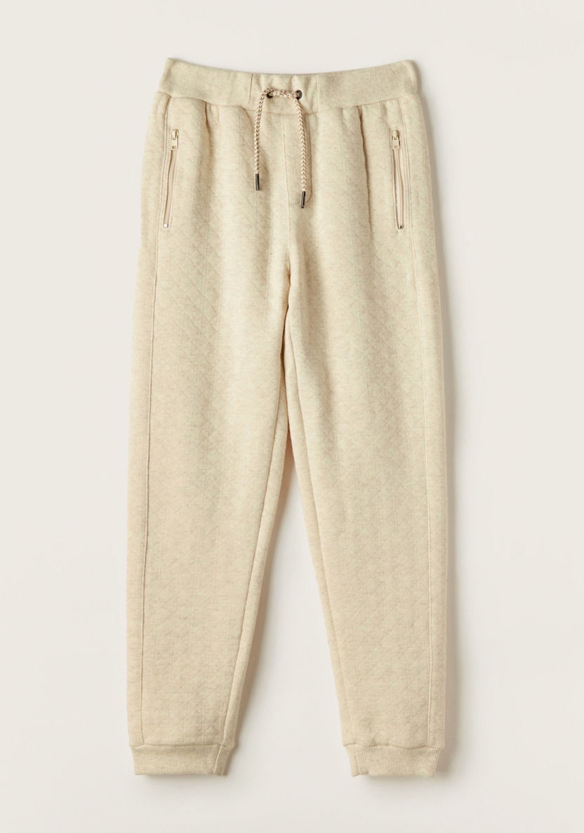 Textured Pants with Drawstring Closure and Pockets-Pants-image-0