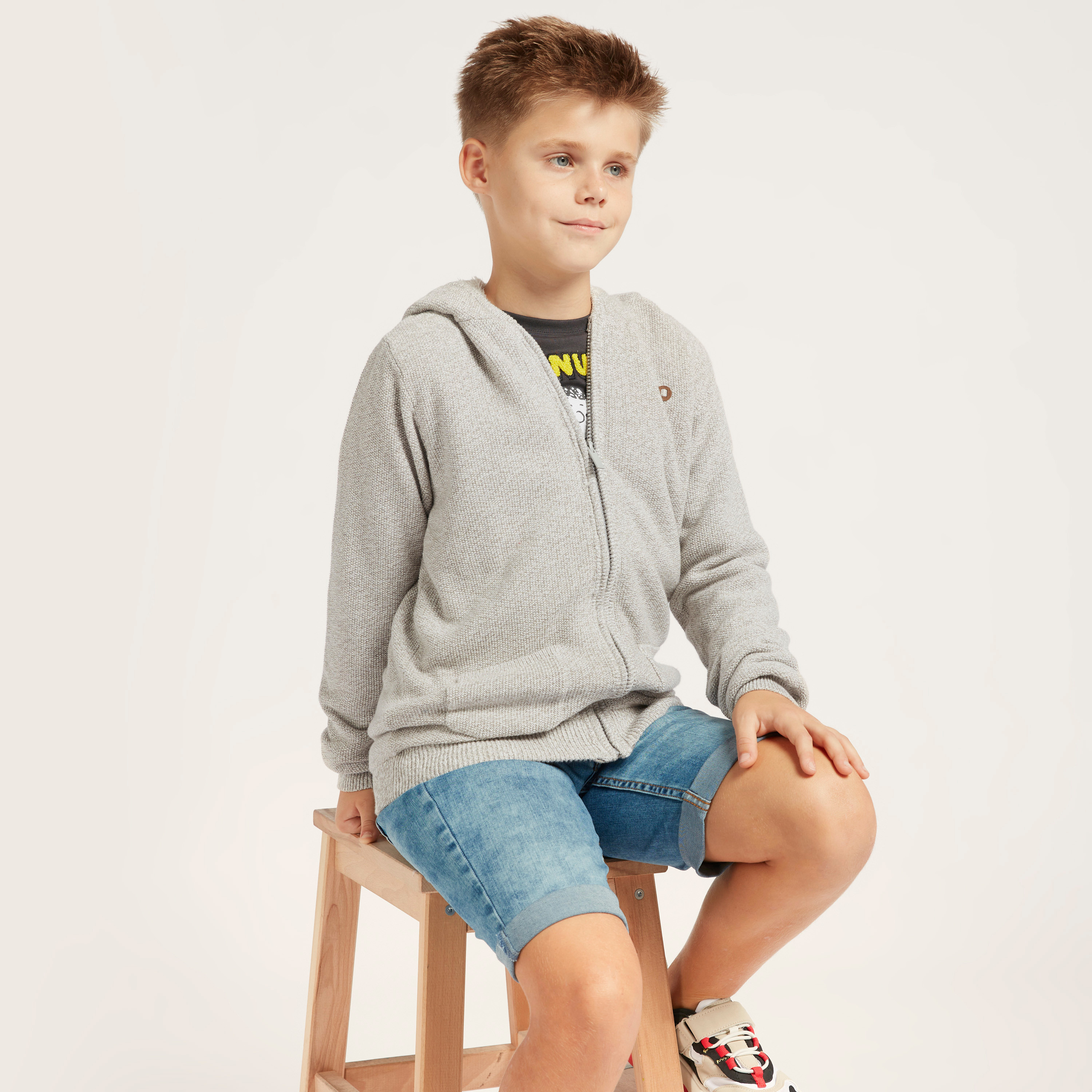 كارديجان بارز الملمس بقبعة وأكمام طويلة وجيوب-boys-clothing-jumpersandcardigans-image-2