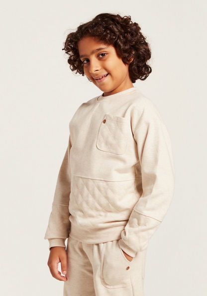 Solid Pullover with Long Sleeves and Pocket Detail