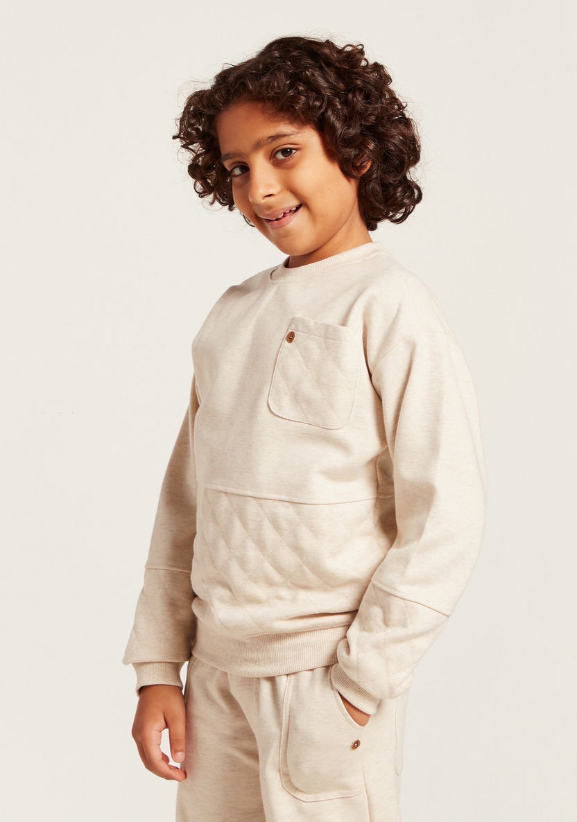 Solid Pullover with Long Sleeves and Pocket Detail-Sweatshirts-image-1