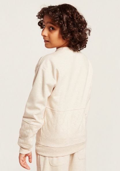 Solid Pullover with Long Sleeves and Pocket Detail