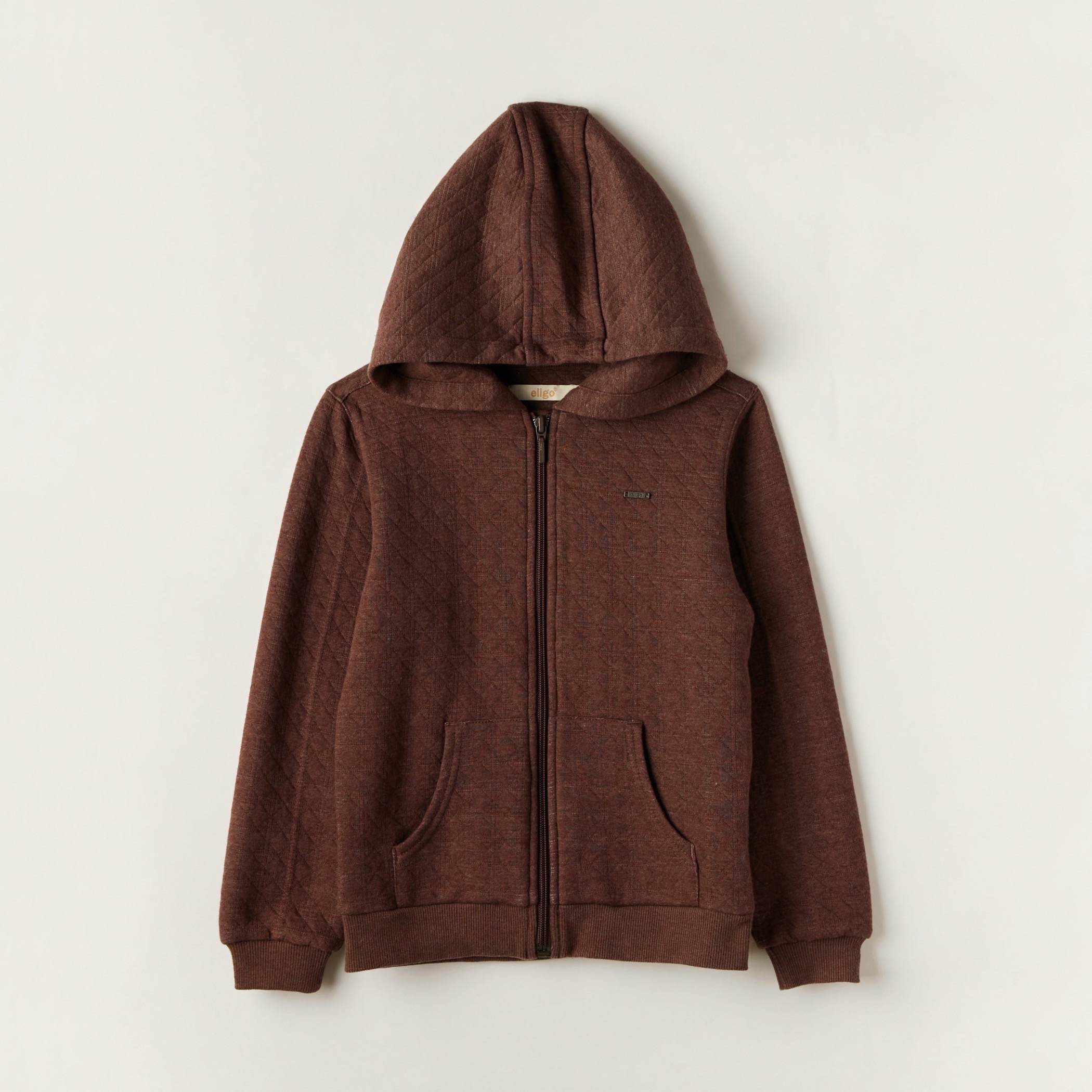 Eligo Textured Zip Through Hoodie with Long Sleeves-boys-clothing-jumpersandcardigans-image-1