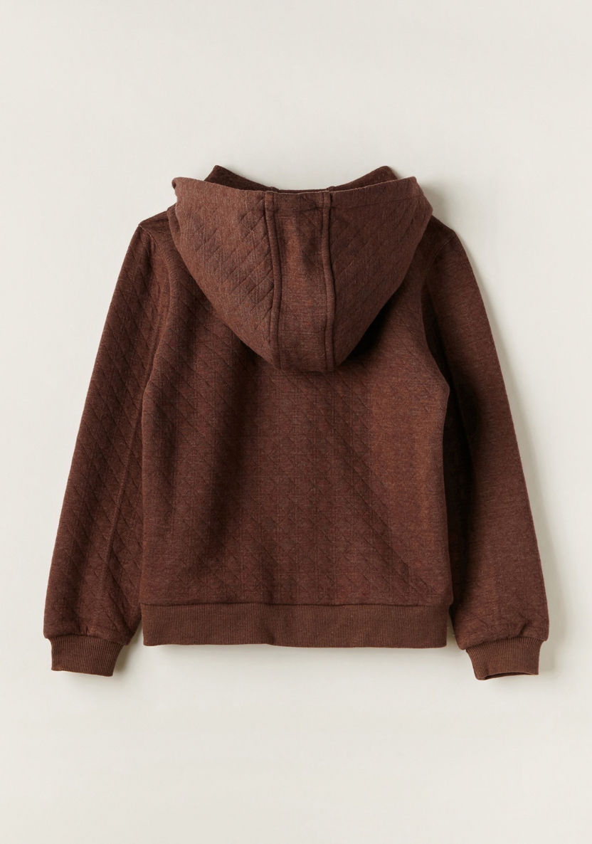 Textured Zip Through Hoodie with Long Sleeves-Sweaters and Cardigans-image-3