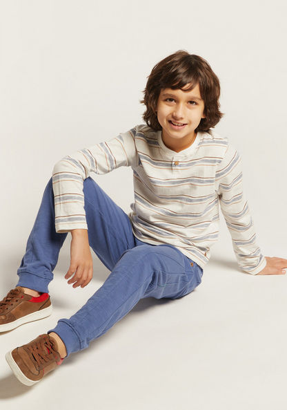 Juniors Striped T-shirt and Full Length Joggers Set-Clothes Sets-image-0